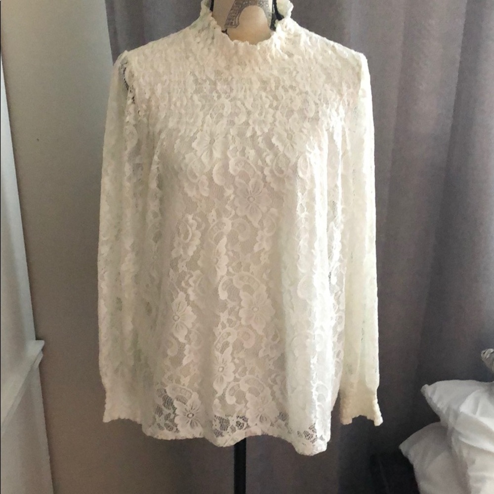 Cream lined soft lace top